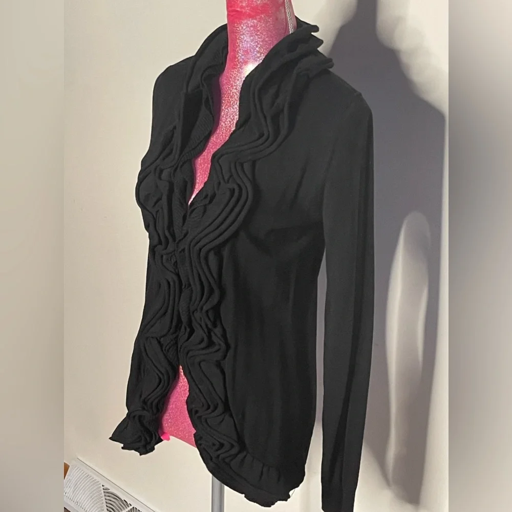 Ruffled front cardigan sweater - Picture 3 of 7